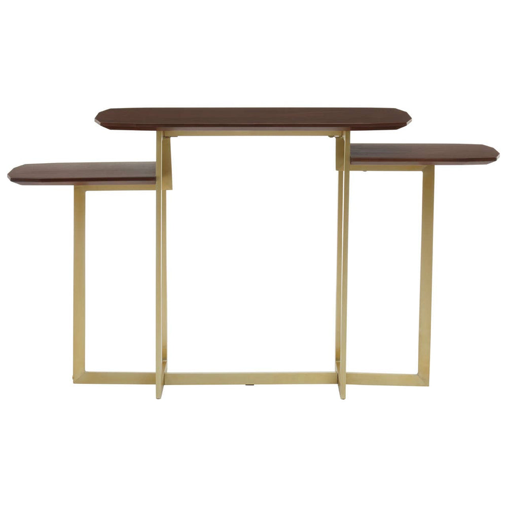 Walnut Gold Tiered Side Table