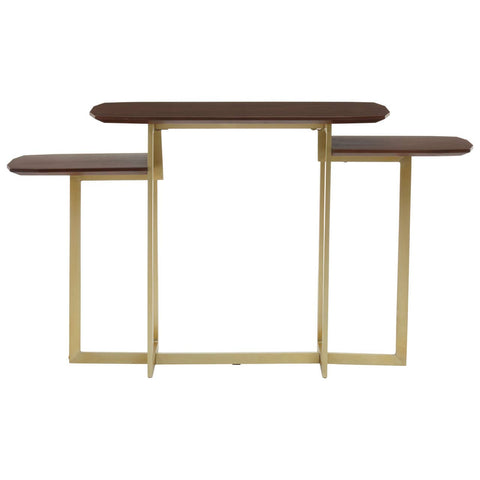 Walnut Gold Tiered Side Table