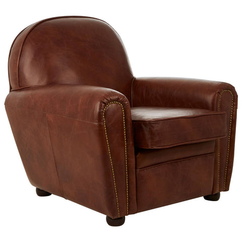 Classic Coffee Leather Armchair