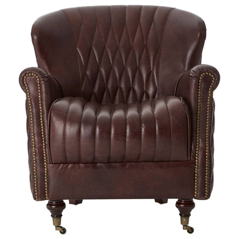 Luxe Coffee Leather Armchair