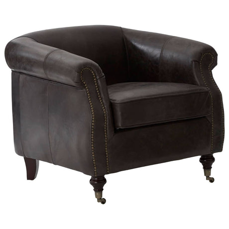 Sleek Grey Leather Armchair