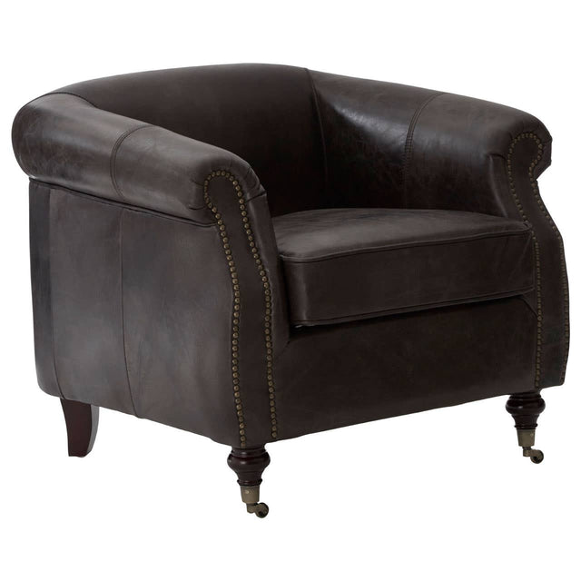 Sleek Grey Leather Armchair