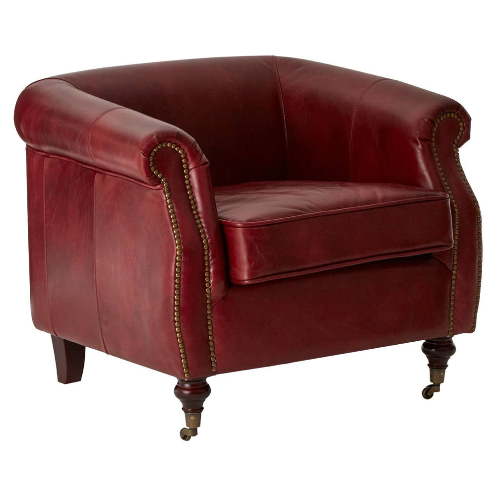 Luxe Red Leather Armchair
