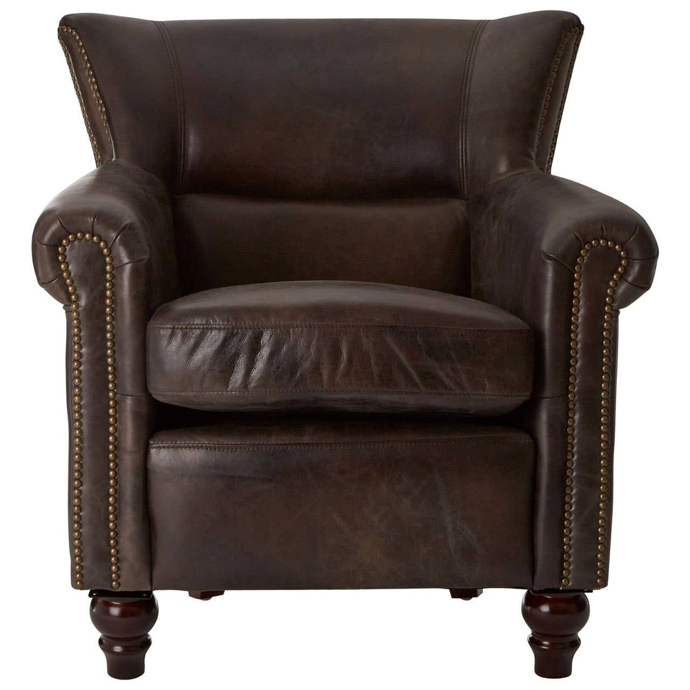 Regal Grey Leather Armchair
