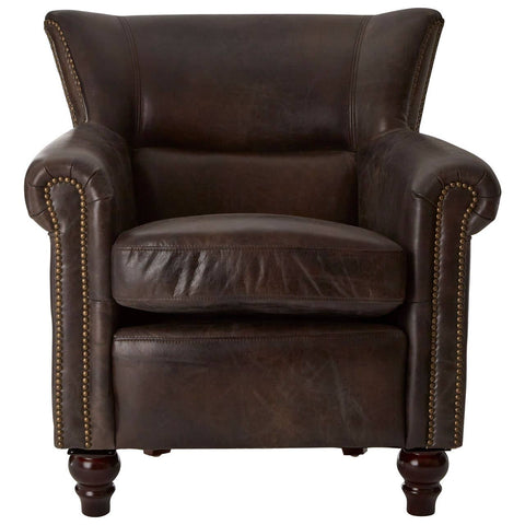 Regal Grey Leather Armchair