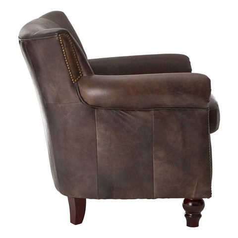 Regal Grey Leather Armchair