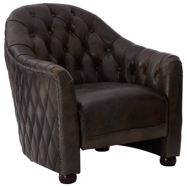 Luxe Grey Button Tufted Armchair