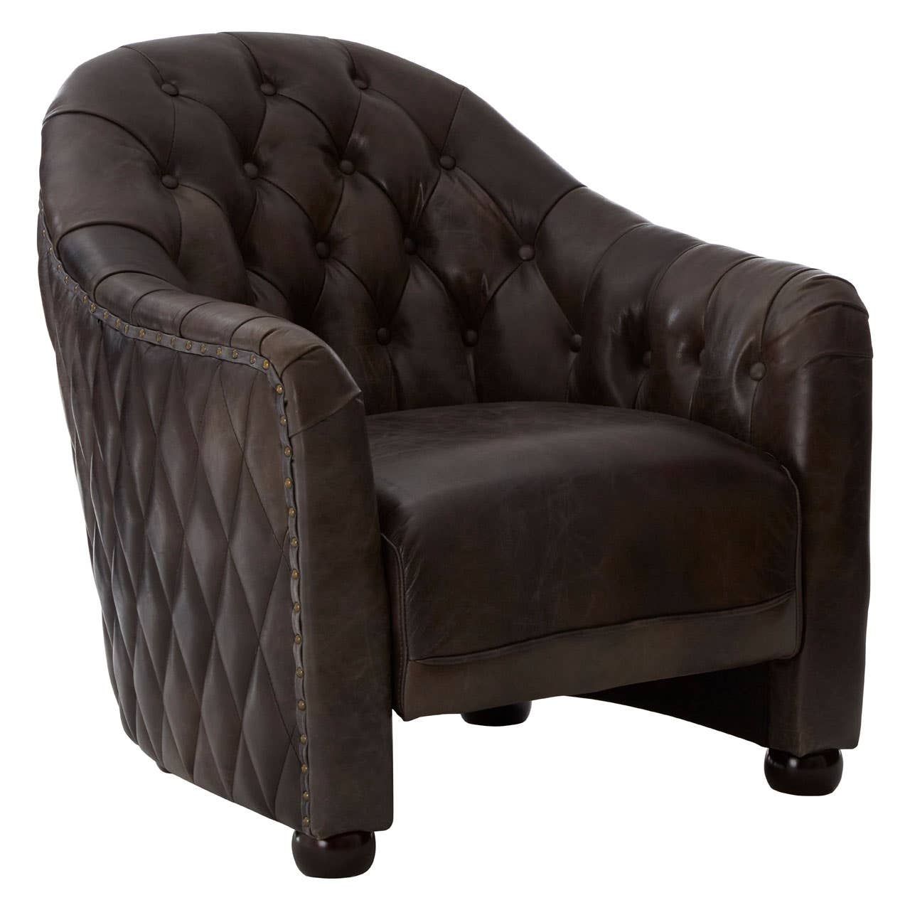 Luxe Grey Button Tufted Armchair