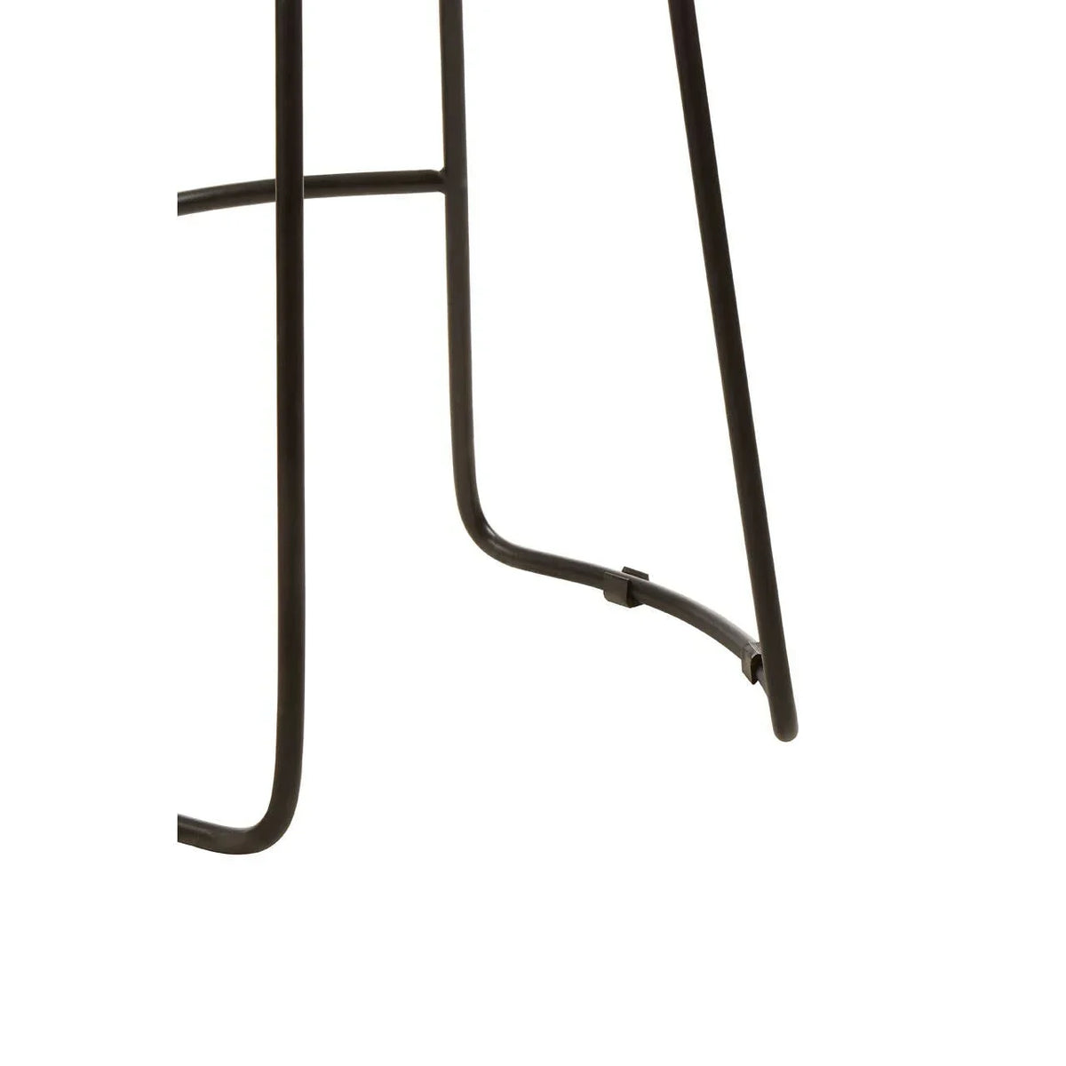 black metal stool legs with curved base support closeup