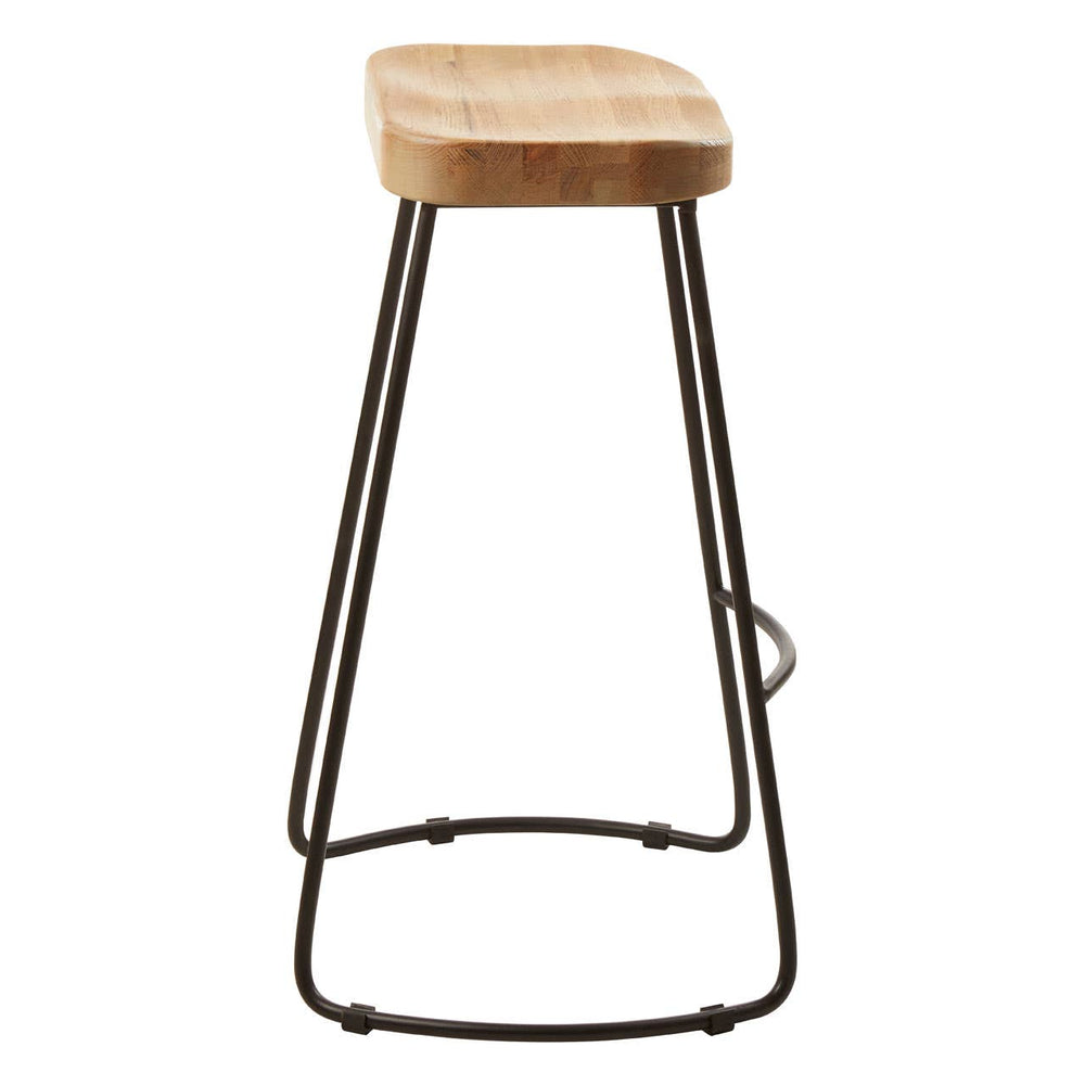 Rustic Oak Metal Bar Stool