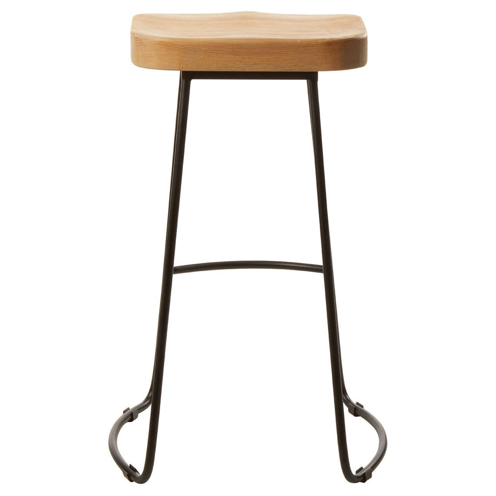 Rustic Oak Metal Bar Stool