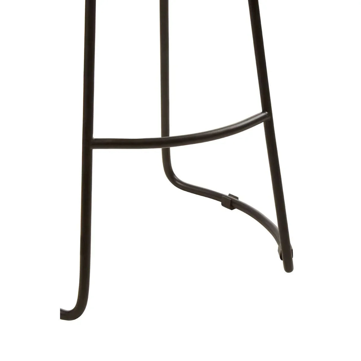 Black metal bar stool legs with curved footrest detail