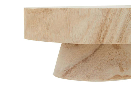 Small wooden riser with a smooth, light-colored surface and a tapered base, showcasing a minimalist design suitable for home decor