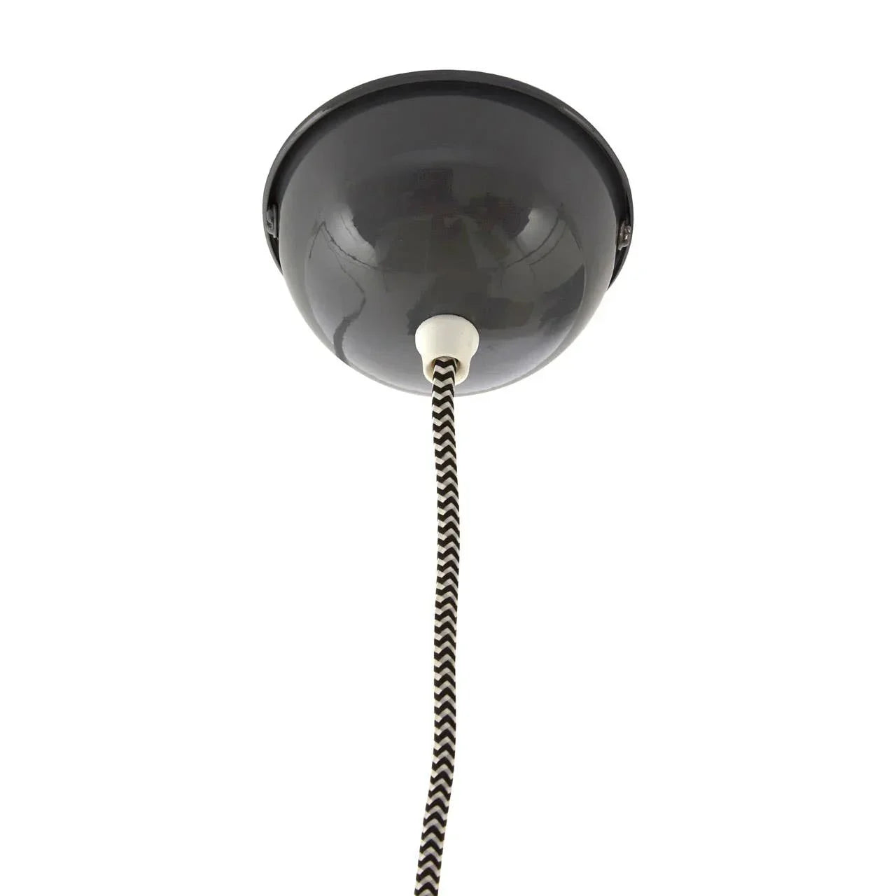 Black ceiling rose with monochrome zigzag fabric light cable for pendant lighting