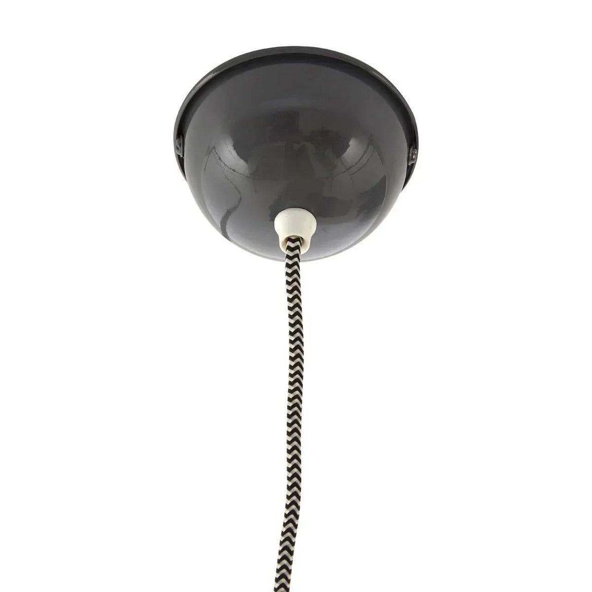 Black ceiling rose with monochrome zigzag fabric light cable for pendant lighting