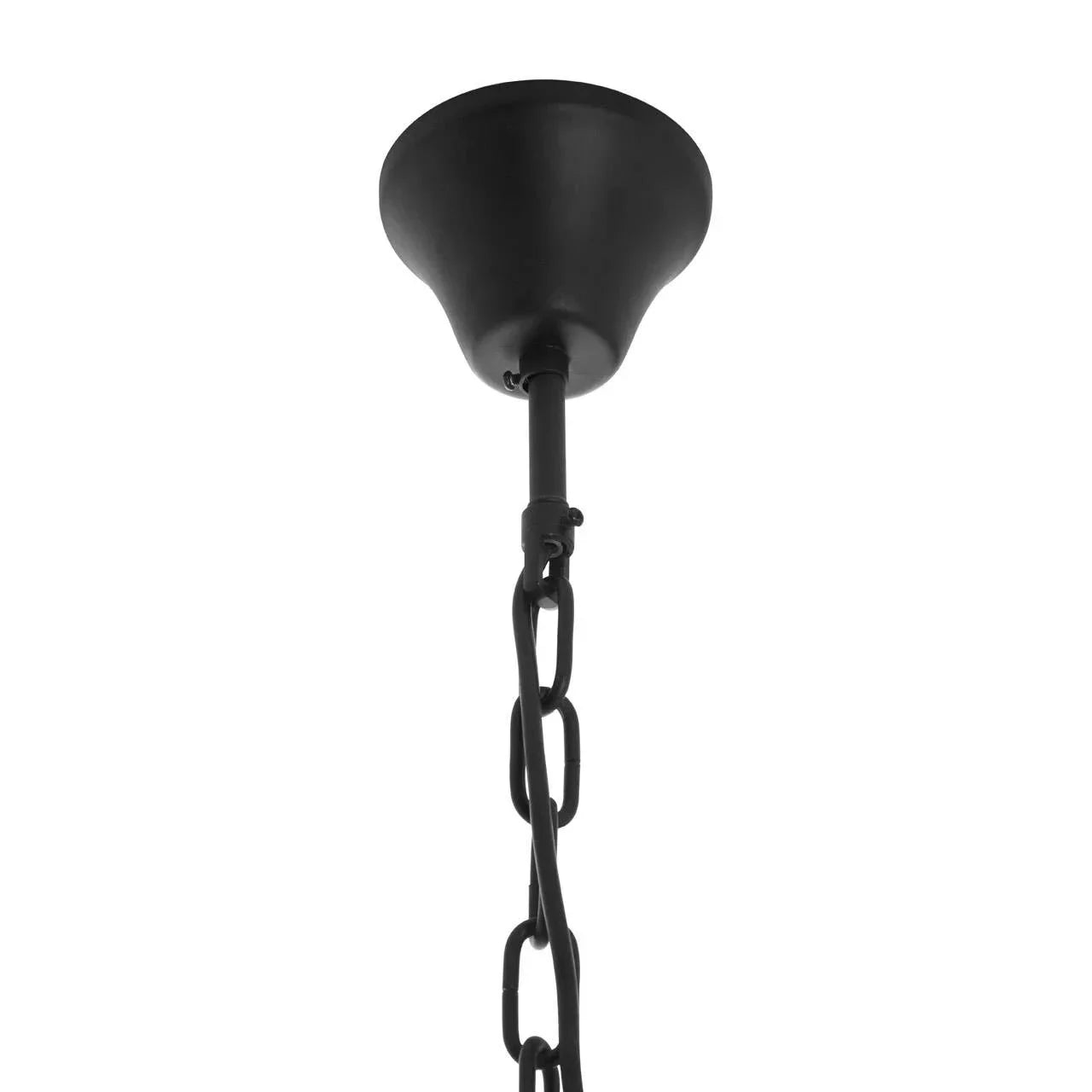 Black metal ceiling rose with hanging light chain and cable for pendant lighting fixture
