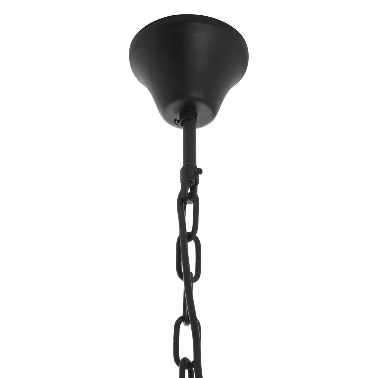 Black metal ceiling rose with hanging chain for pendant lighting