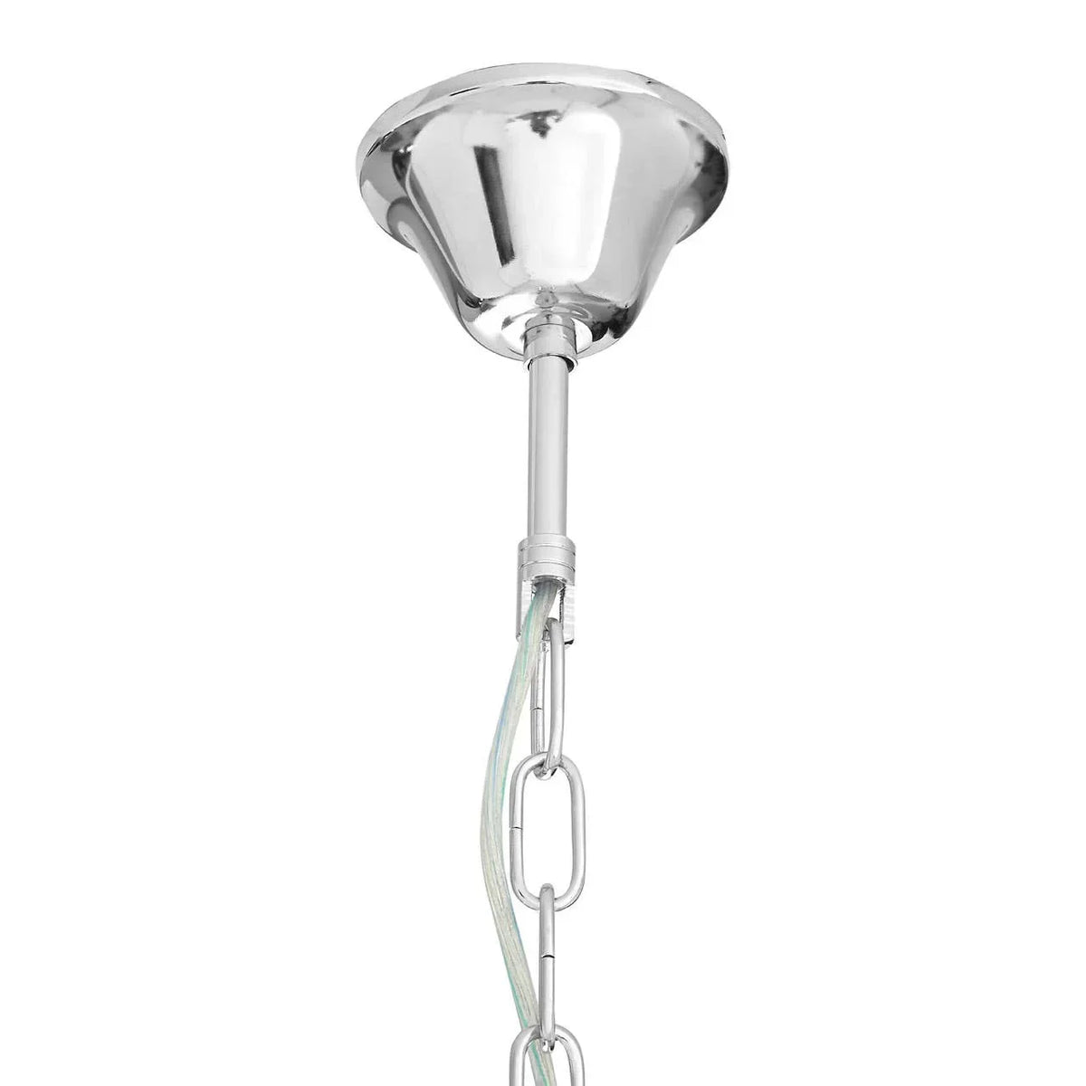 Chrome ceiling rose with chain and cable for pendant light fixture
