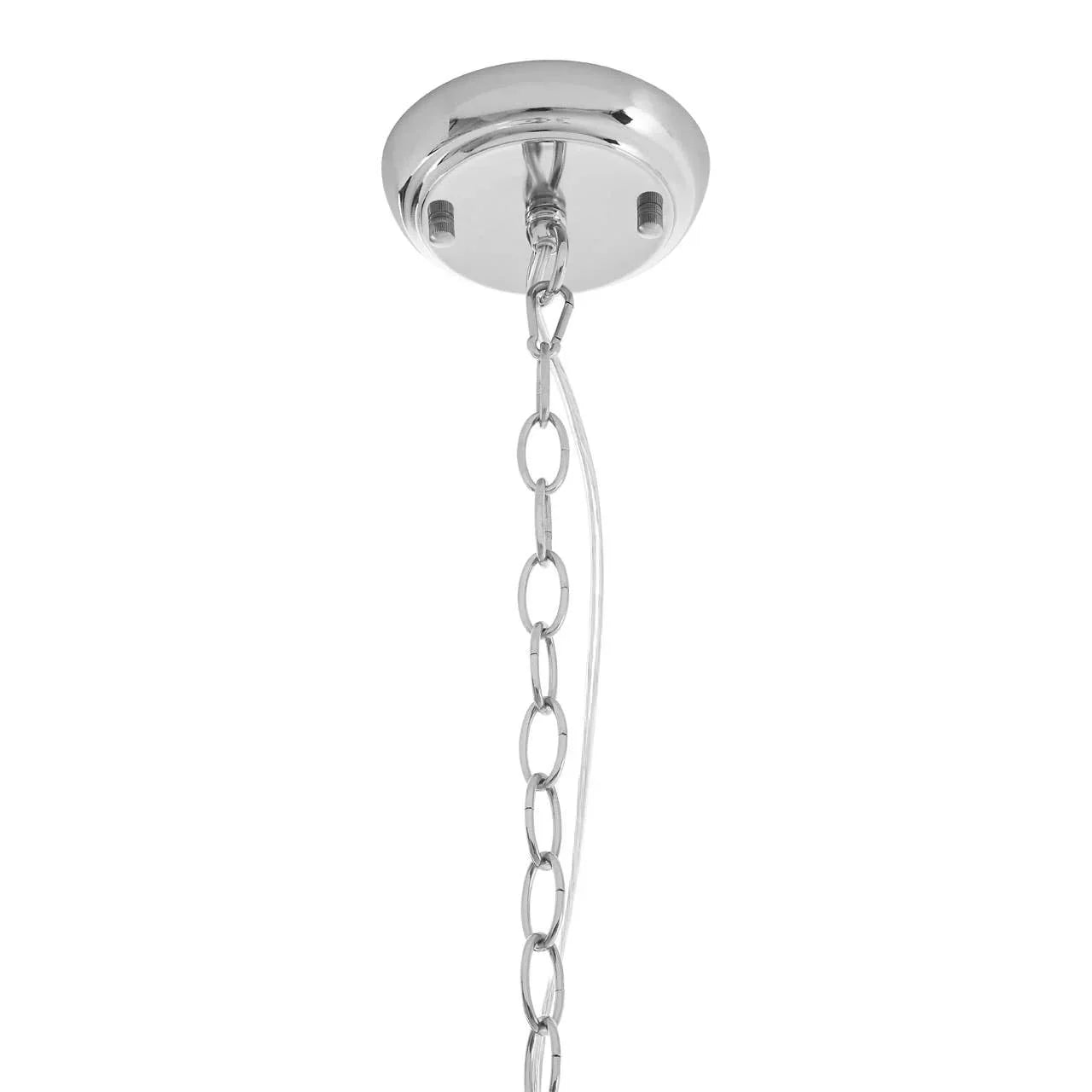 Chrome ceiling rose with chain and clear cable for pendant light fixture