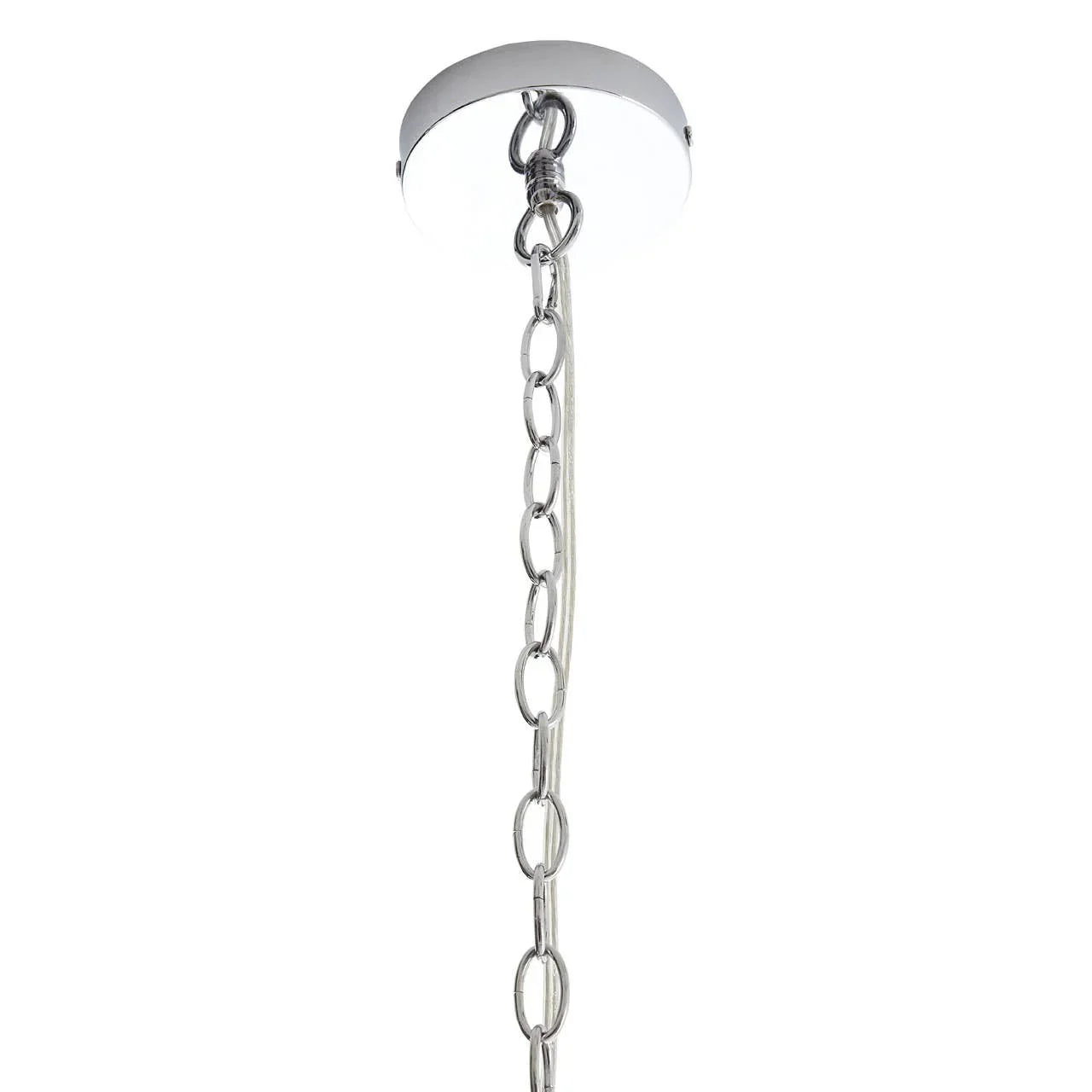 Chrome ceiling light chain with round ceiling rose for pendant lighting