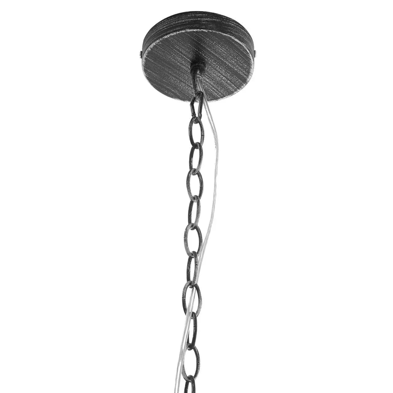 Black metal ceiling rose with hanging chain for pendant light fitting