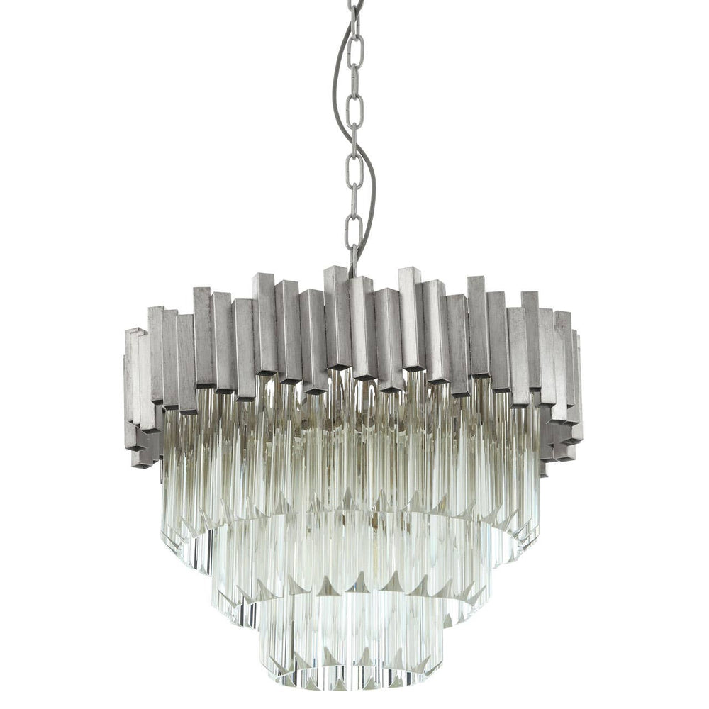 Silver Glass Tiered Chandelier