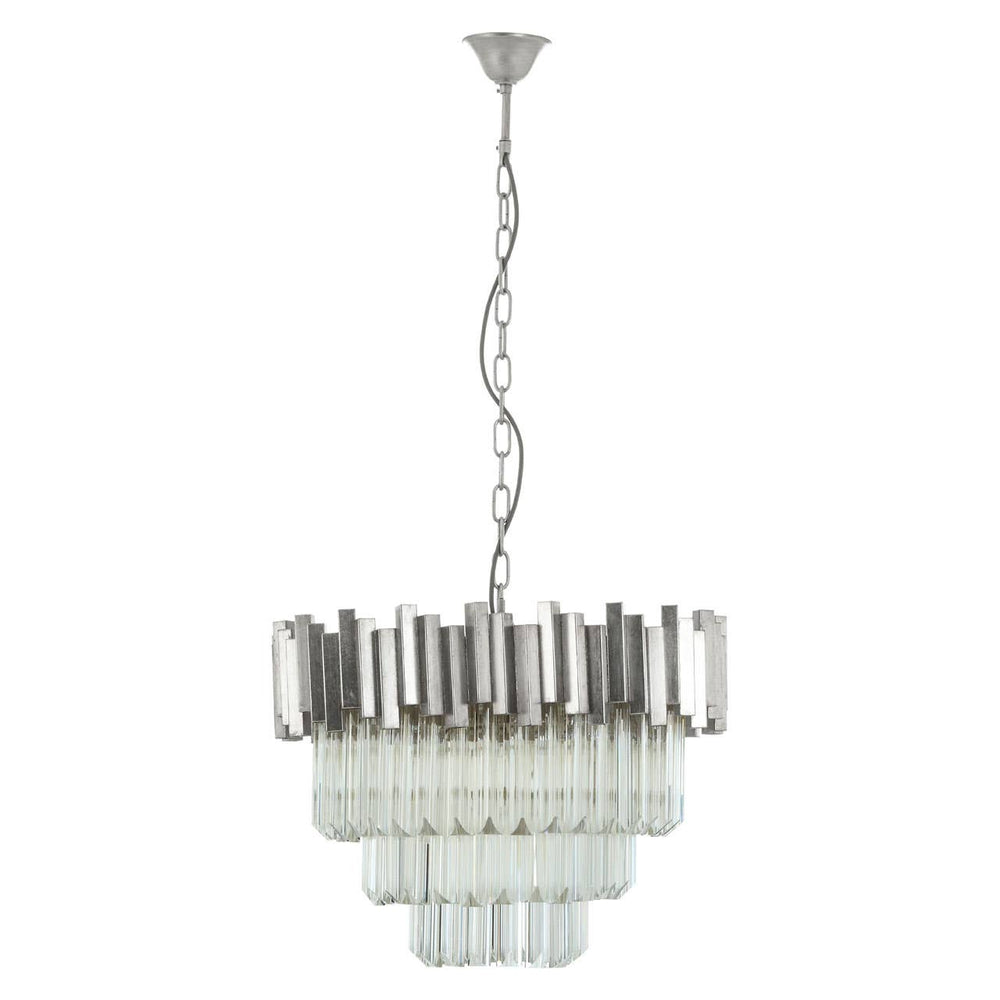 Silver Glass Tiered Chandelier