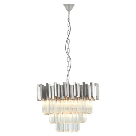 Silver Glass Tiered Chandelier