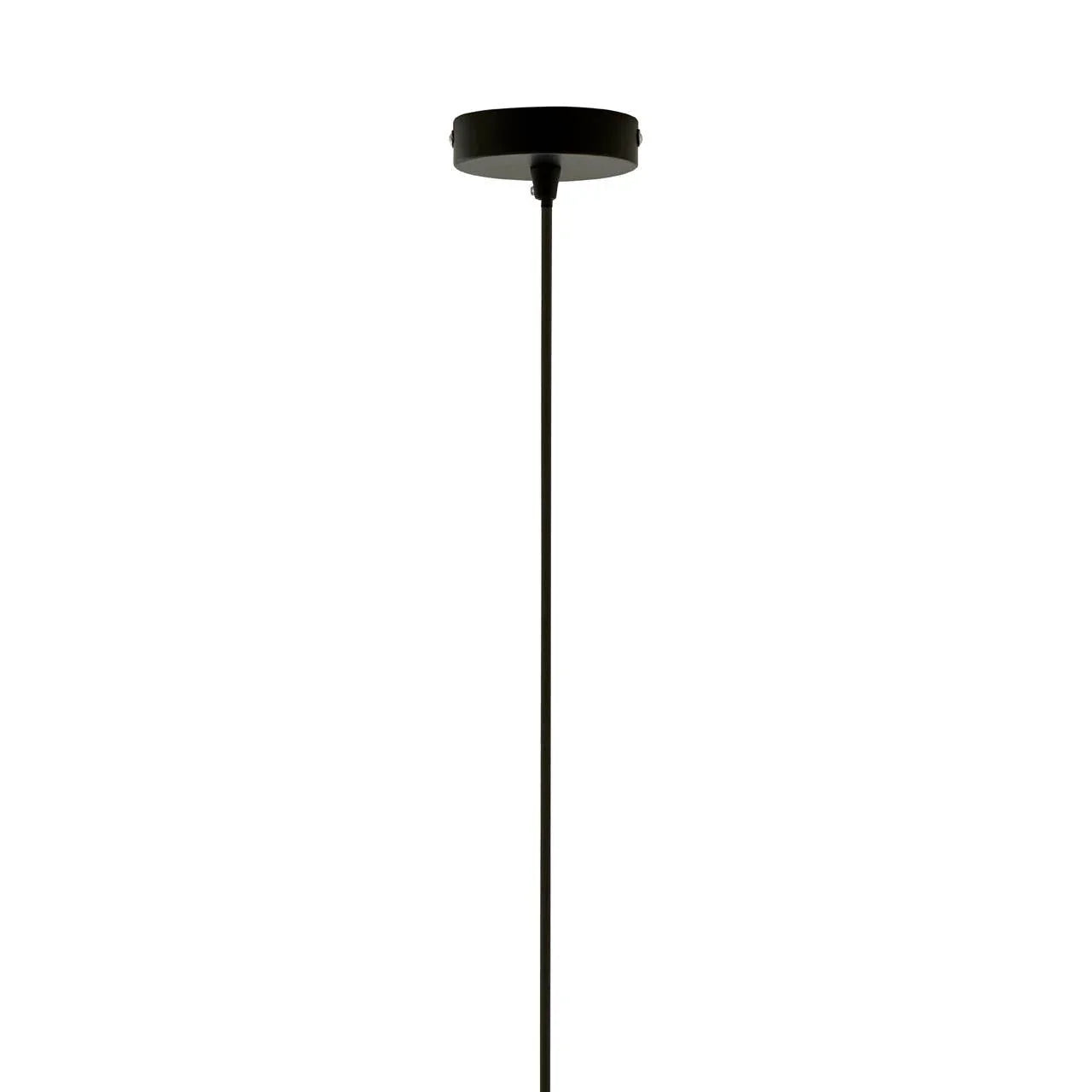 Black metal ceiling light pendant fitting with circular canopy and suspension rod