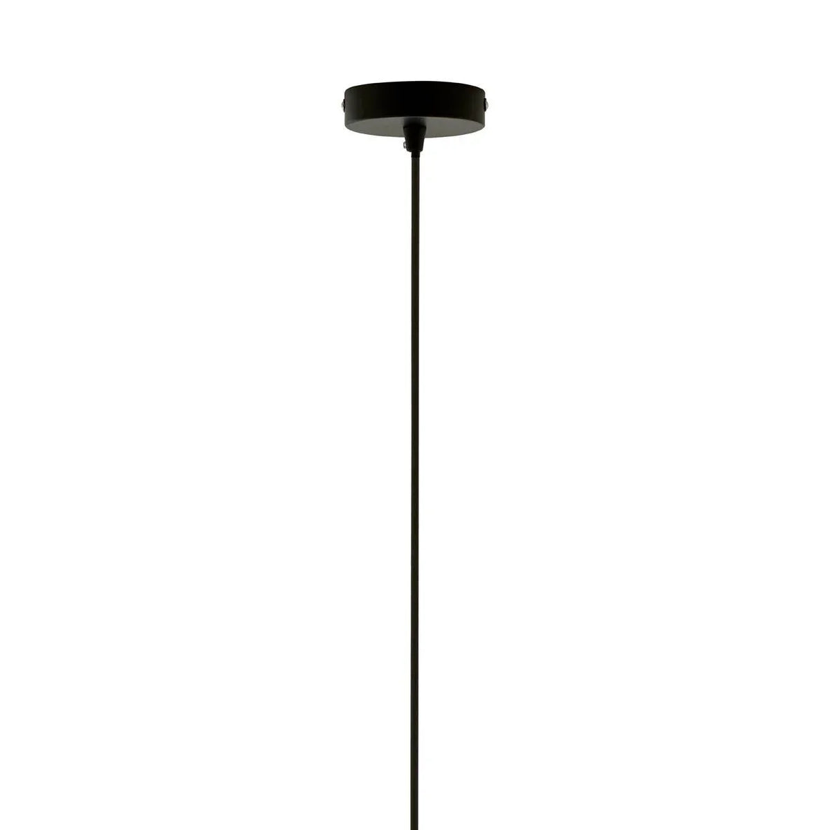 Black metal ceiling light pendant fitting with circular canopy and suspension rod