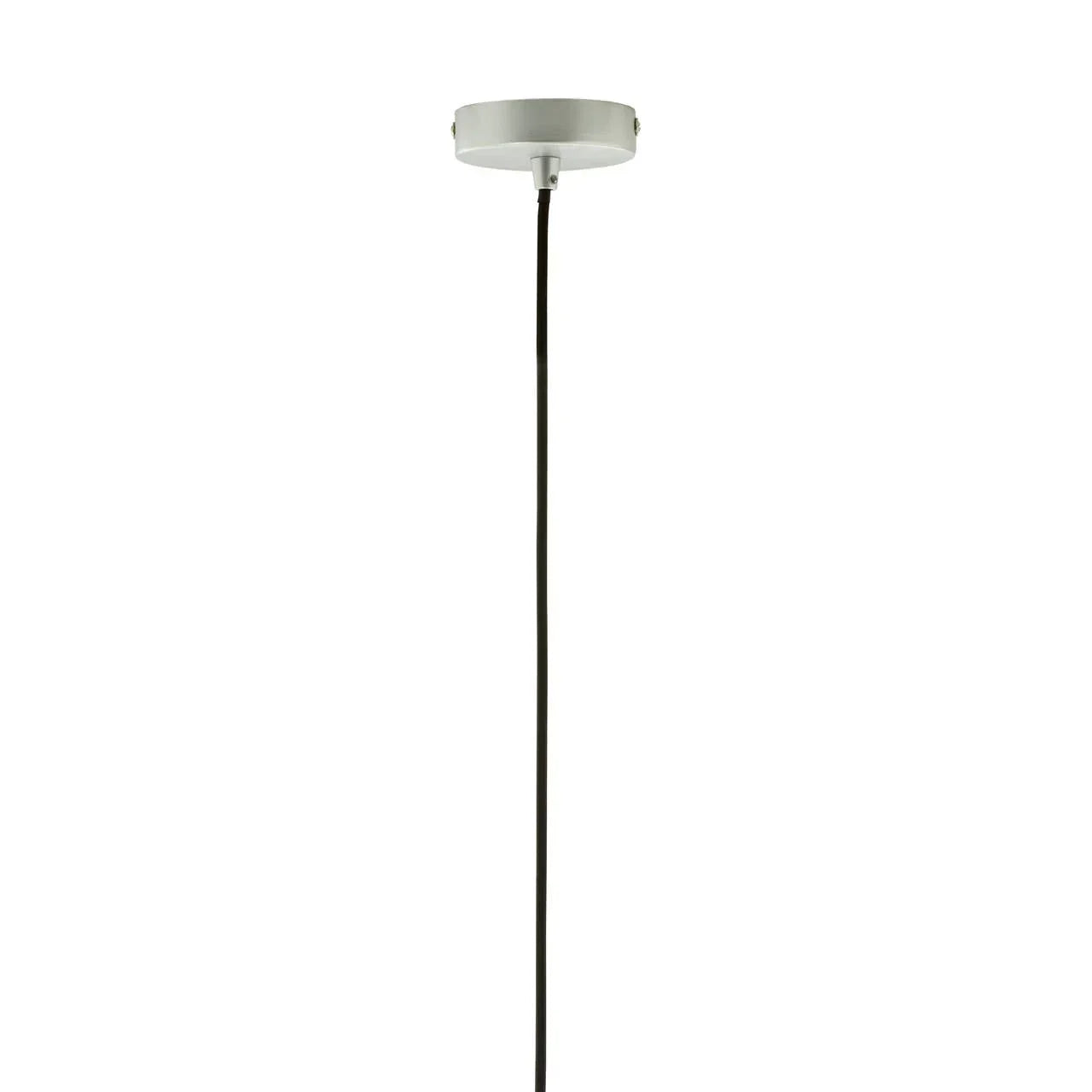 Ceiling pendant light fitting with black cord and round metal base