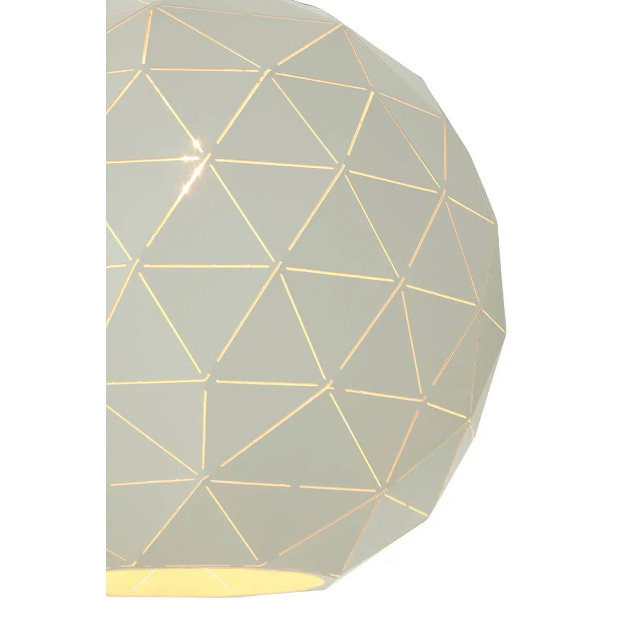 Geometric pendant lampshade with cutout triangle pattern and soft white finish