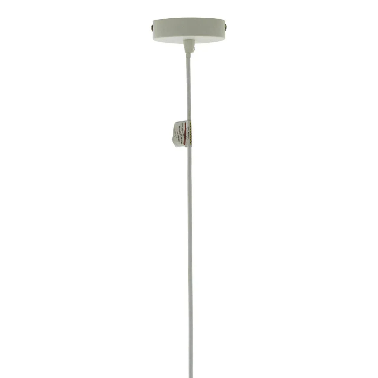 White ceiling light pendant fitting with round canopy and hanging cable