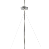Ceiling pendant light fixture with chrome canopy and suspended black electrical cord