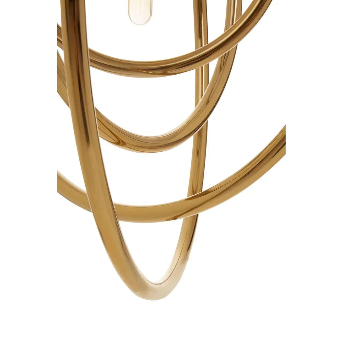 Gold metal chandelier curved ring detail with modern finish