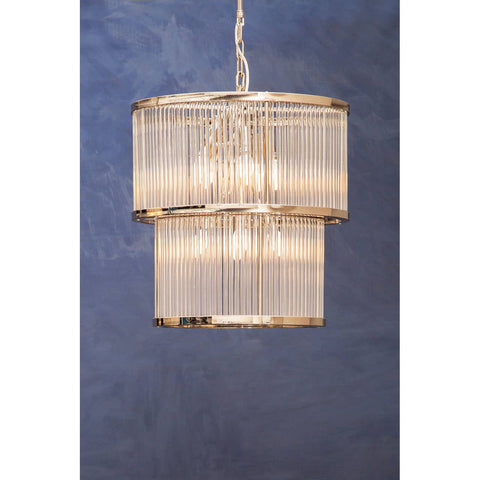 Ribbed Glass Tiered Chandelier