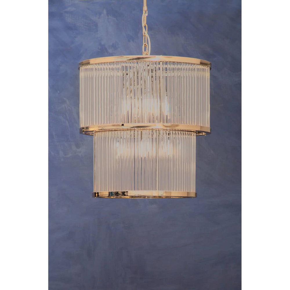 Ribbed Glass Tiered Chandelier