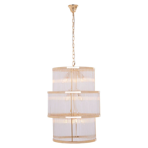 Golden Glass Tiered Chandelier