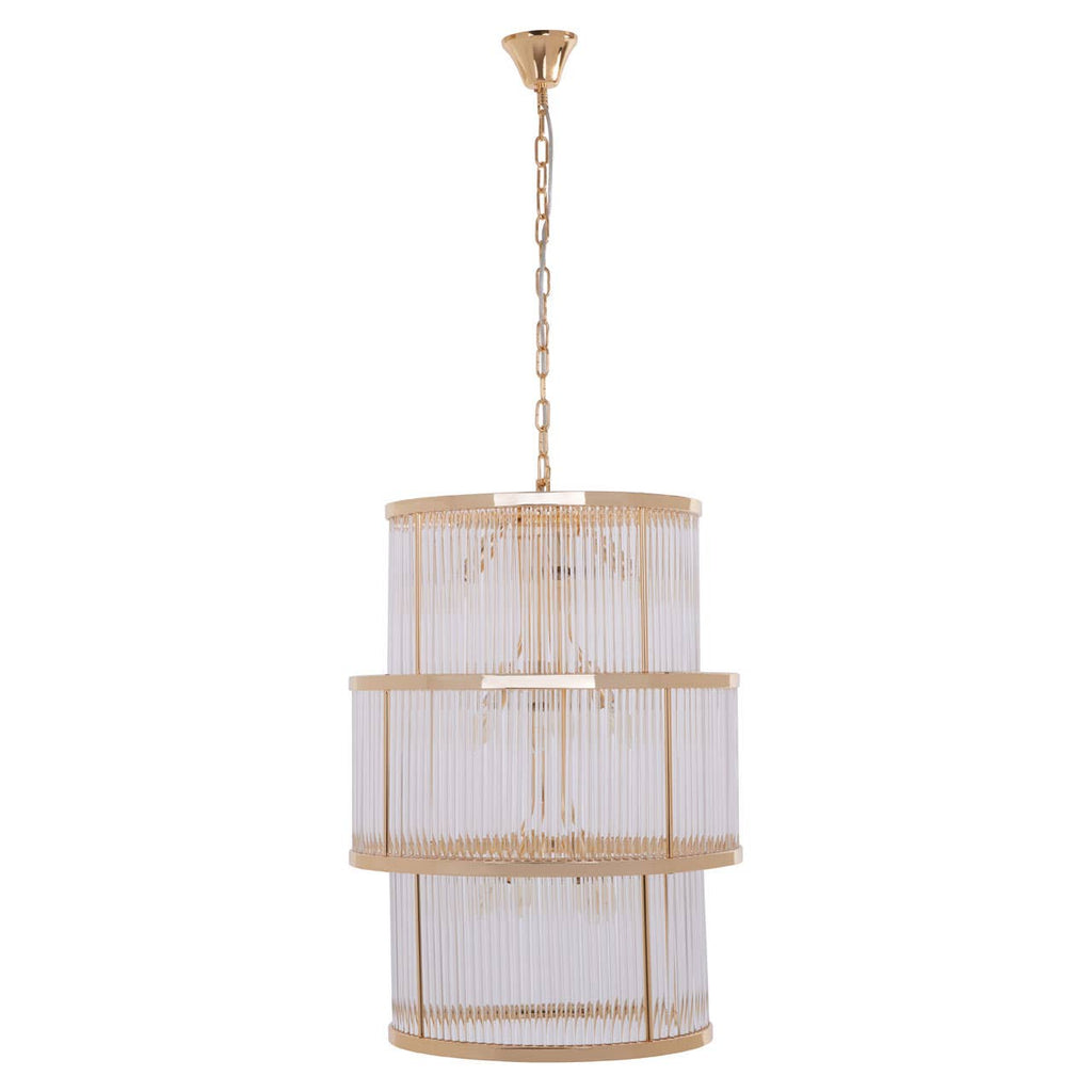 Golden Glass Tiered Chandelier