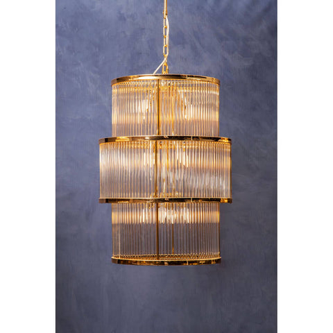 Golden Glass Tiered Chandelier