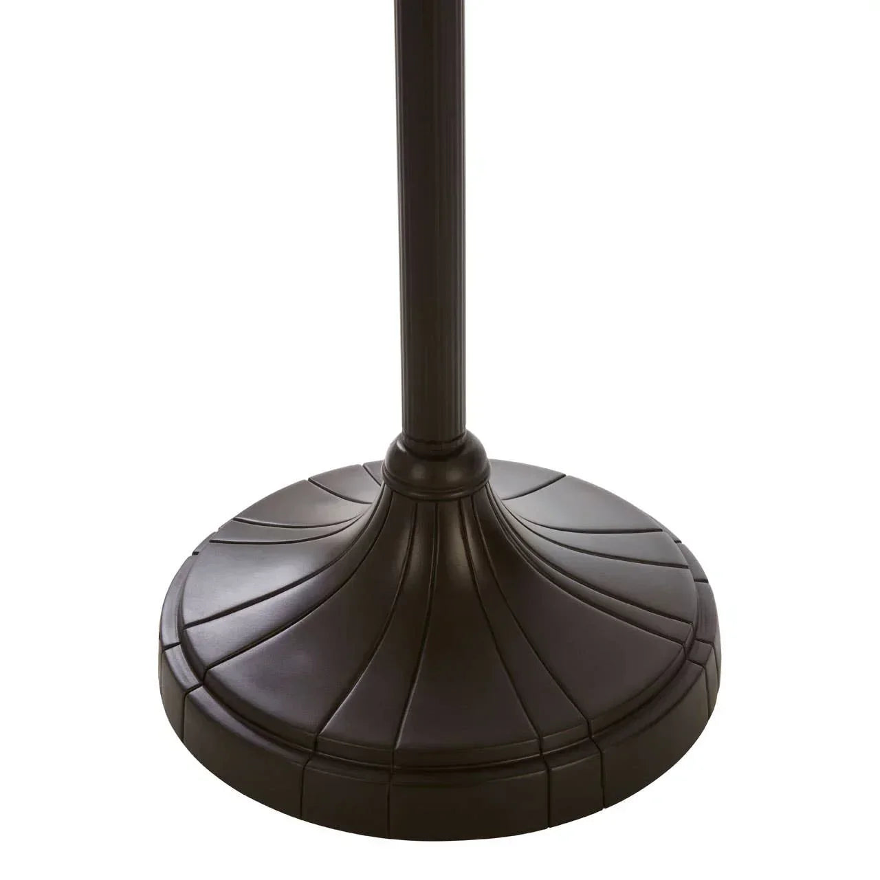 Bronze metal lamp base with fluted detailing and round shape on white background