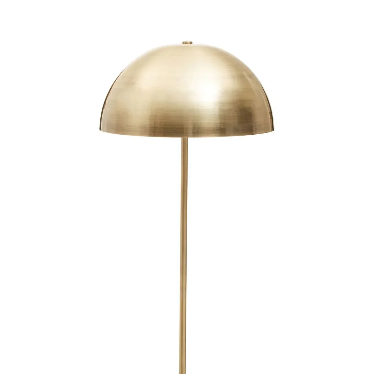 Brushed gold metal floor lamp with dome shade and slim stand