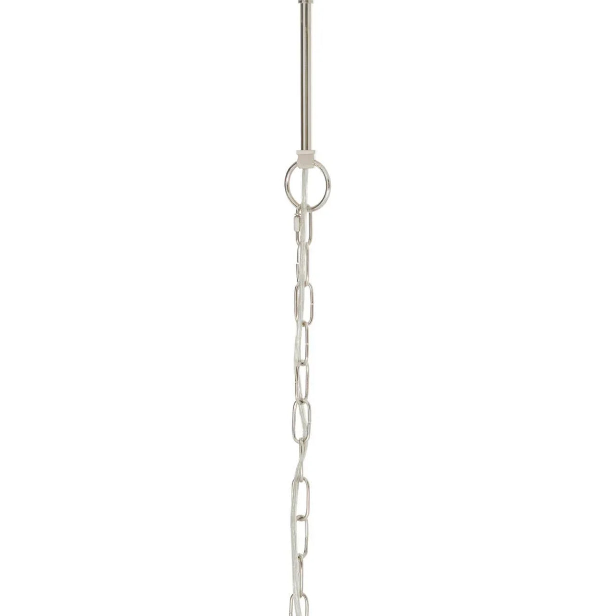 Silver metal ceiling hook with hanging chain for light fixture installation