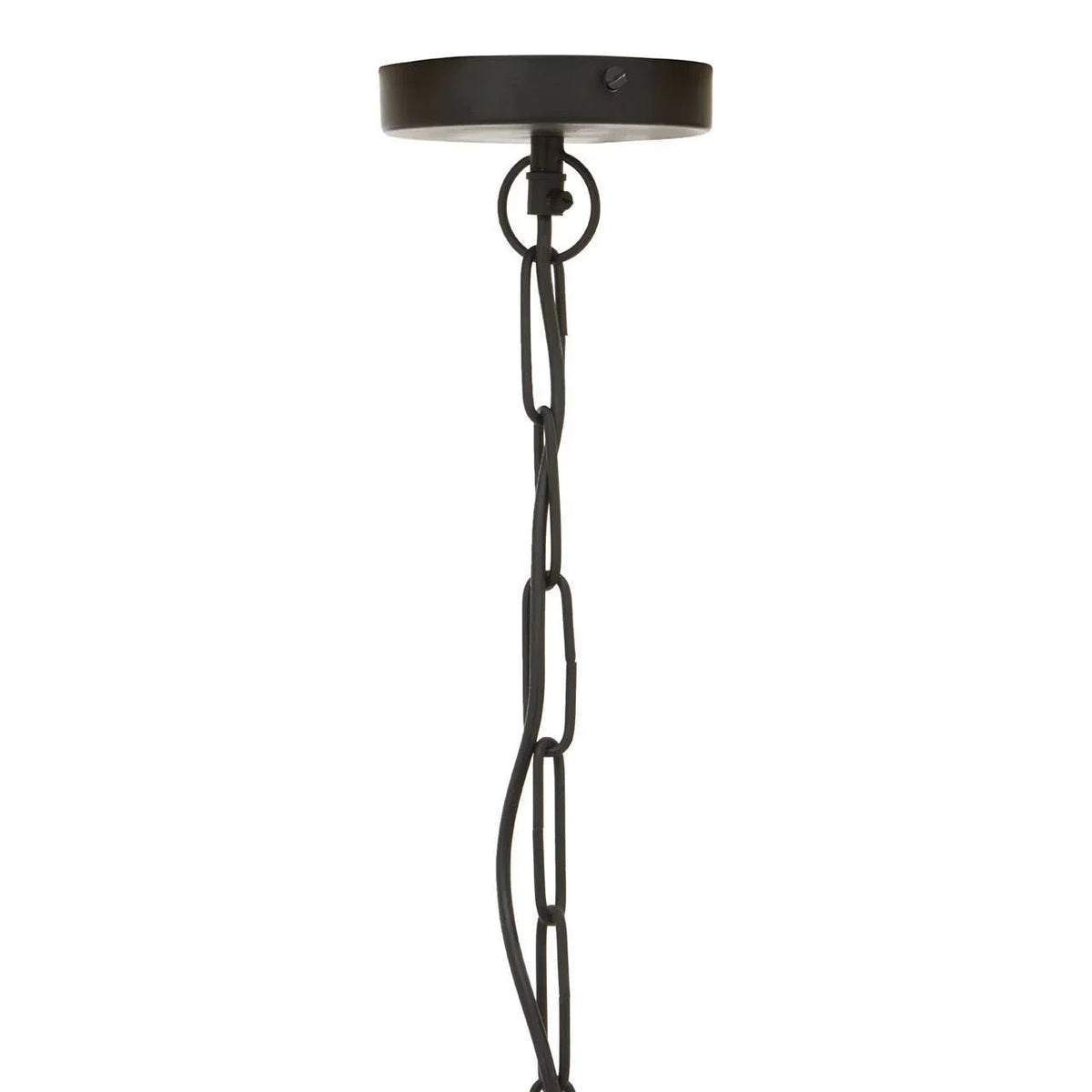 Black pendant light chain with ceiling plate and large metal links