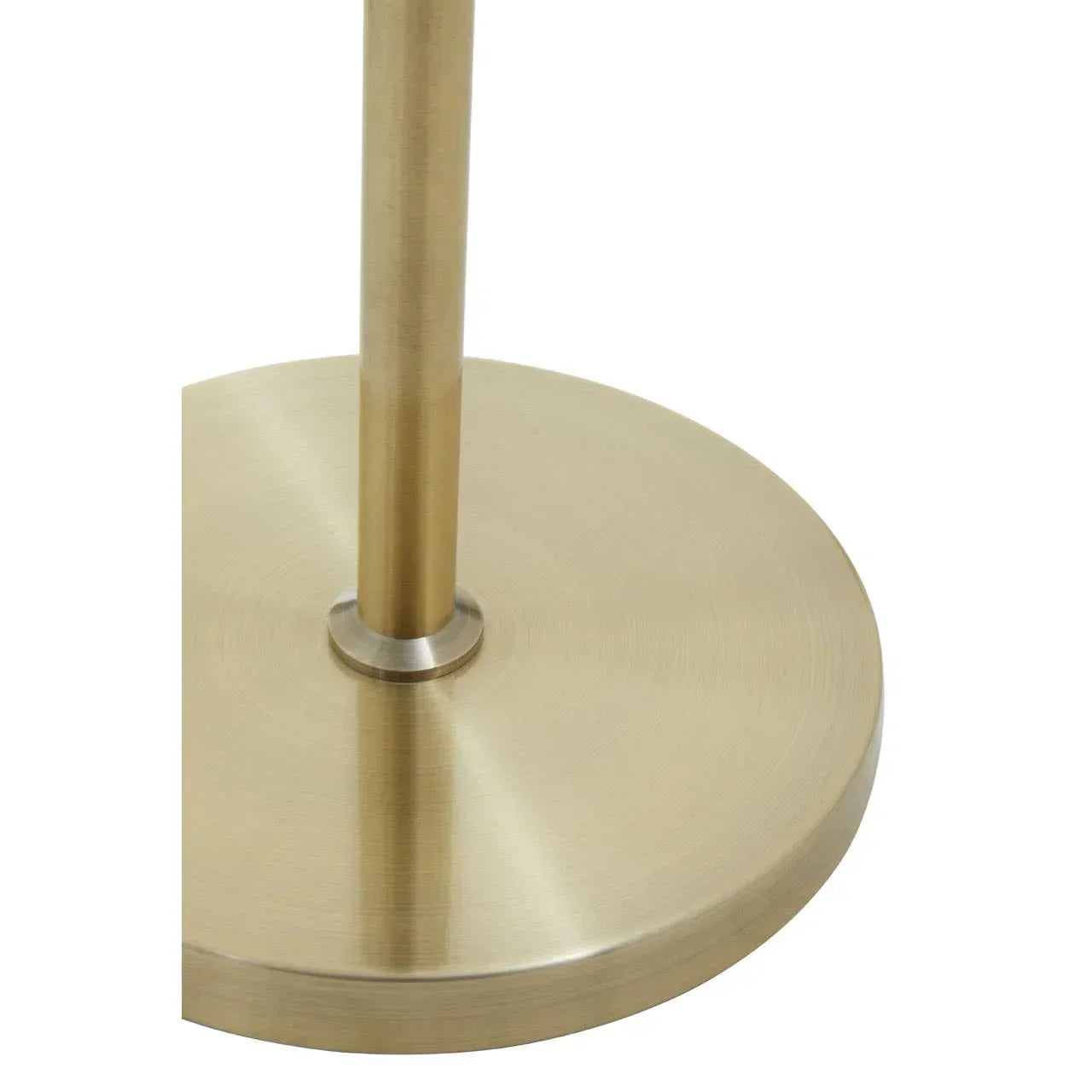 Brushed brass table lamp base with cylindrical stem and circular foundation