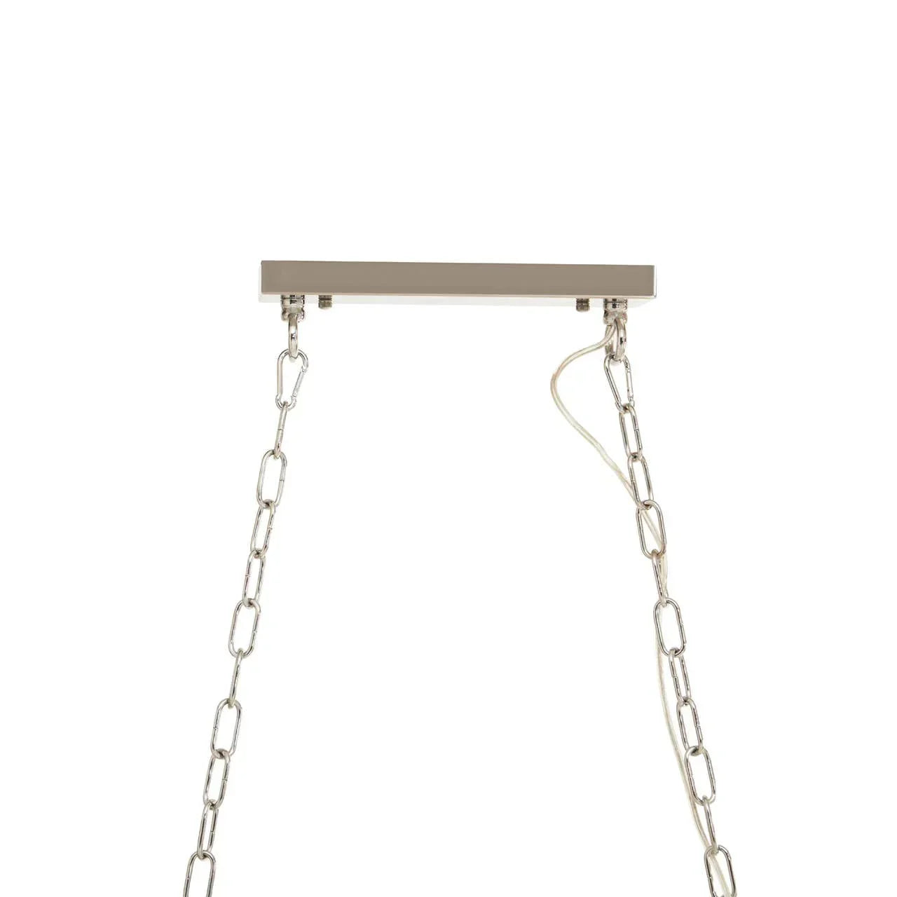 Suspension chains and rectangular ceiling plate for hanging light fixture