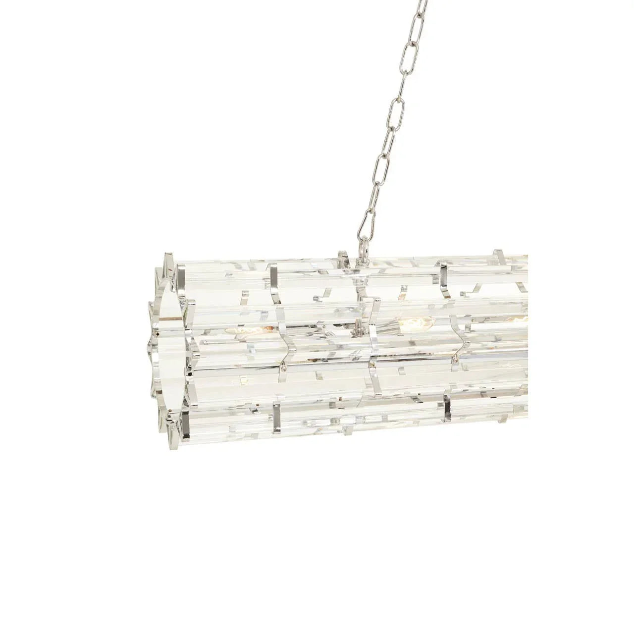 Crystal glass ceiling light with chrome finish and chain suspension