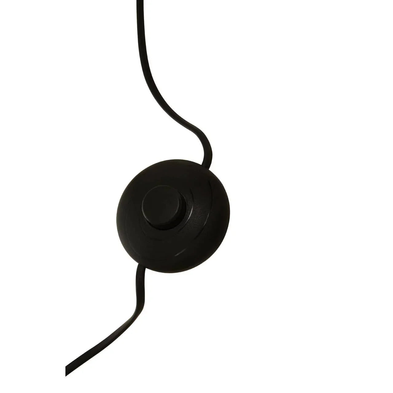 Black floor lamp foot switch with circular design on power cord
