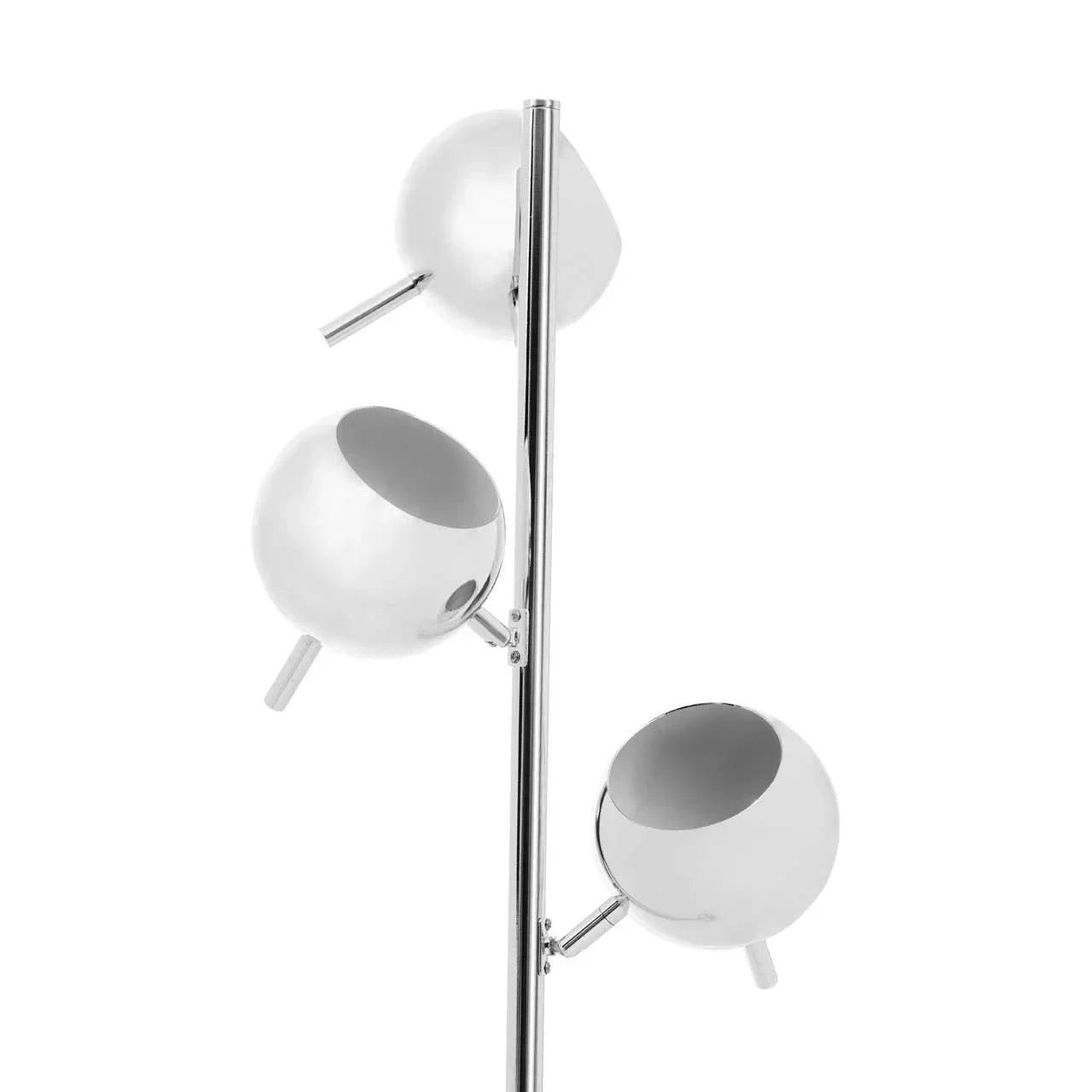 Modern chrome floor lamp with three adjustable spherical spotlights