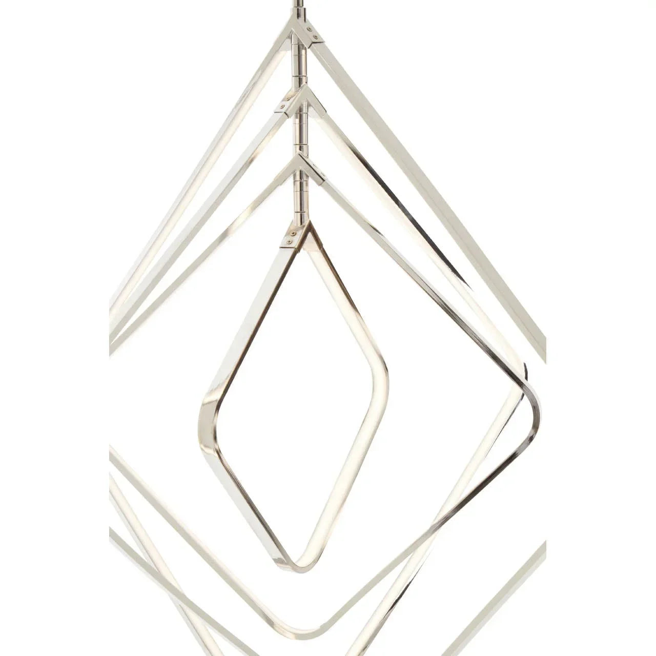 Modern chrome geometric pendant light with diamond-shaped metal frames